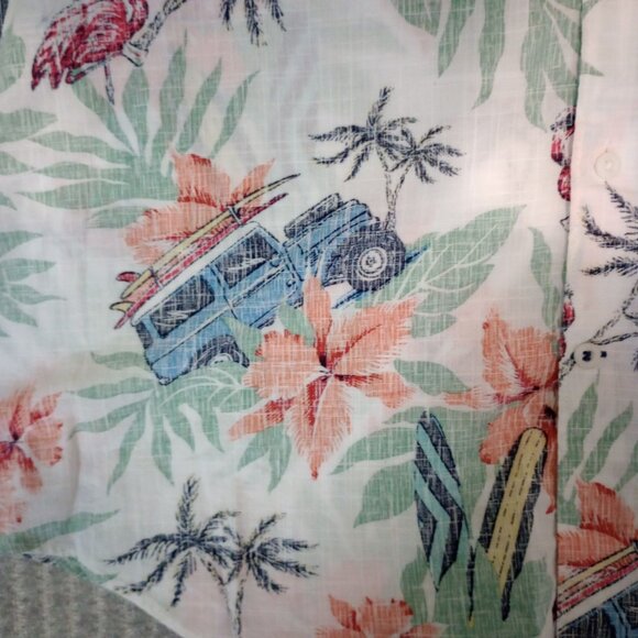 Izod Saltwater Hawaiian Button-Up Shirt Tropical Floral Surf 3XLT Big Tall - Picture 4 of 7
